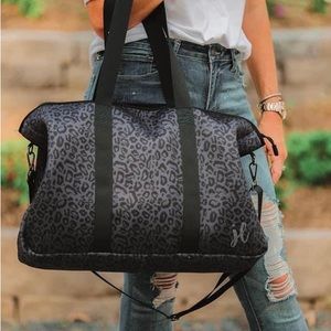 Neoprene Black & Gray Animal Print Overnight Weekender Bag by Jess Lea